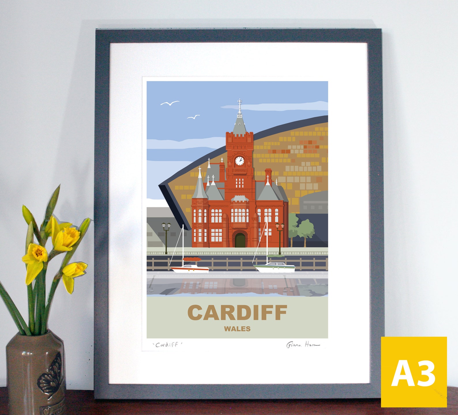 Cardiff Bay, Wales: Travel Art Print or Poster, Hand Signed, Wales ...