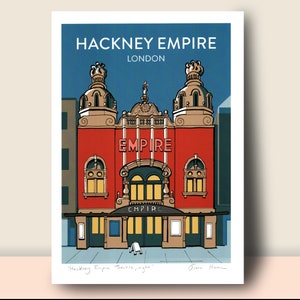 Hackney Empire Theatre London by Night: Hand Signed Art Print or Poster (unframed)