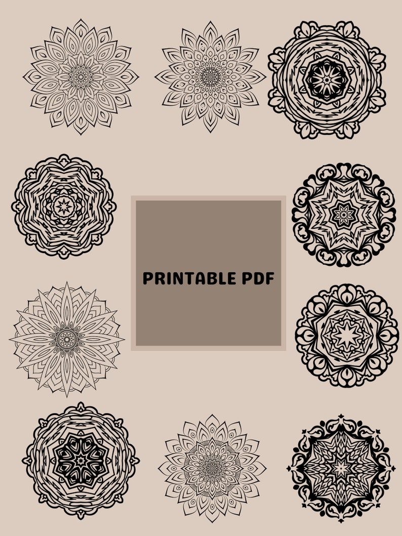 Printable Mandala Adult Coloring Pages PDF 100 Mandalas - Etsy
