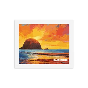Bass Rock gerahmter Druck, North Berwick - digitale Kunst von Mount Klettern Studio