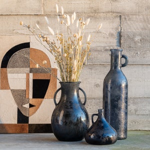 Vase, Flasche, Gefäß, Blumenvase, Glas, Blau, Grau, Geschenk, modern, skandinavisch, japandi, boho