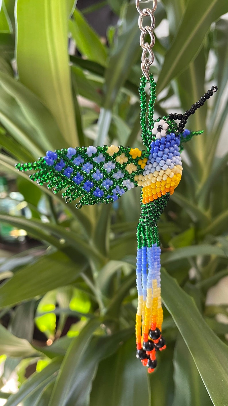 Seed Bead Hummingbird Keychain Llavero Colibri Beaded Etsy