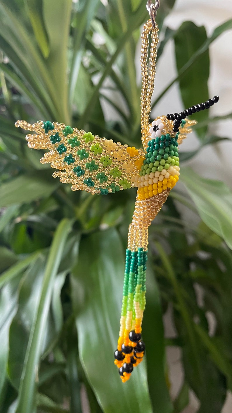 Seed Bead Hummingbird Keychain Llavero Colibri Beaded Etsy