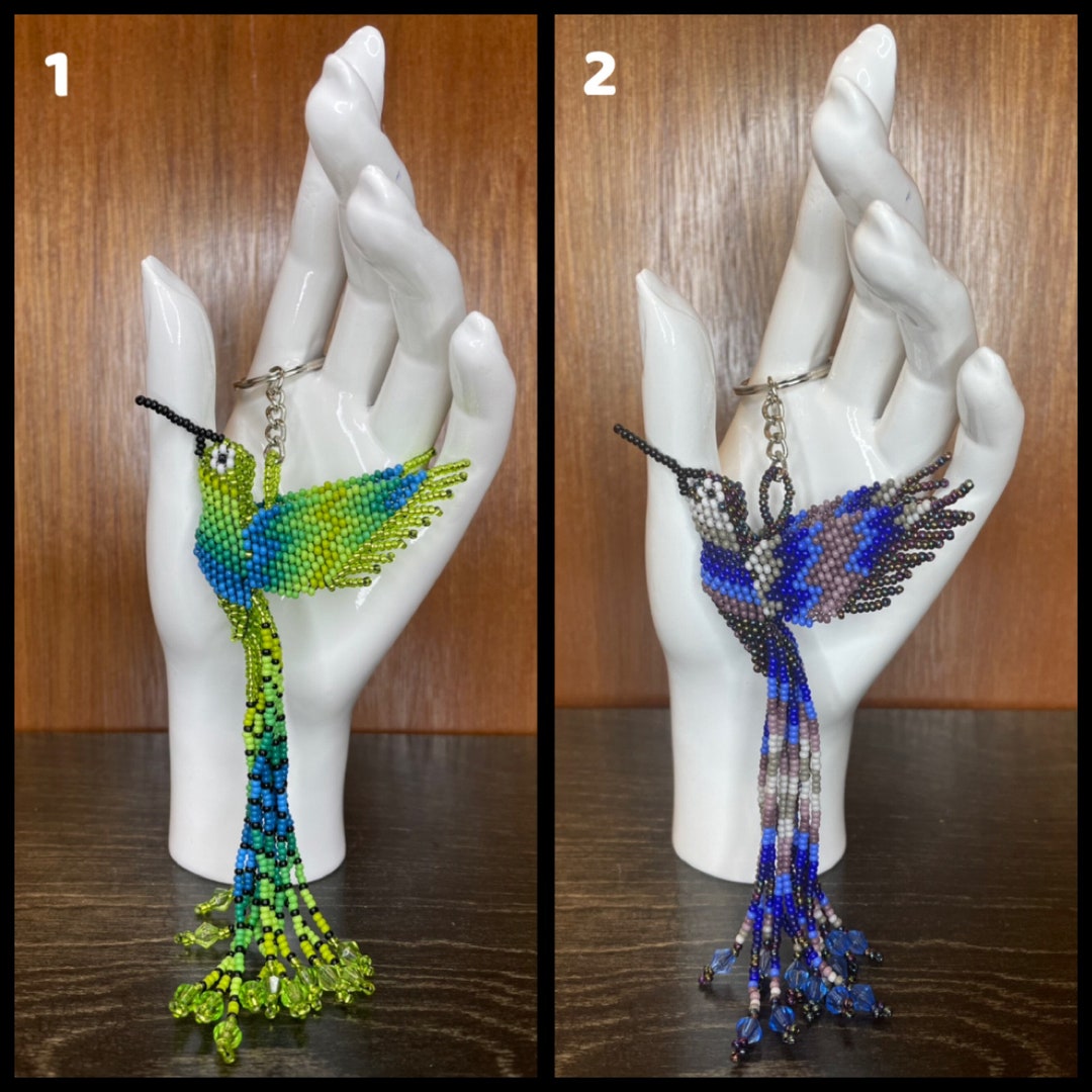 Beaded Hummingbird Keychain Beaded Keychain Llavero Colibri Etsy