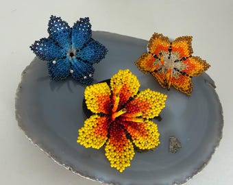 Beaded Flower Ponytail Holder, Floral Hair Accessory
