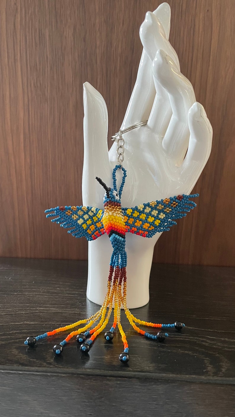 Seed Bead Hummingbird Keychain Llavero Colibri Beaded Etsy