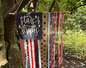 American Flag Ribbon Banner: Stars and Stripes, Farmhouse Decor, Independence Day, America 250