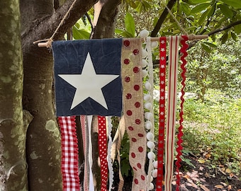 American Flag Decorative Ribbon Flag; 4th of July, Independence Day, America 250