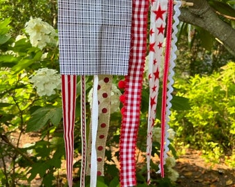 American Flag USA Decorative Ribbon Rag Farmhouse Flag banner