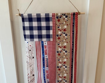 American Flag Rag Banner; Rustic Patriotic Decor; America 250; Happy Birthday America; USA