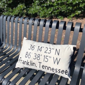GPS Location Cooordinates Pillow Franklin, Tennessee or your City and State image 2