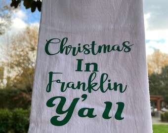 Christmas in Franklin Y'all Tea Towel, Tennessee Gift
