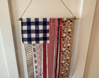 American Flag Rag Banner; Rustic Patriotic Decor; America 250; Happy Birthday America; USA; Independence Day