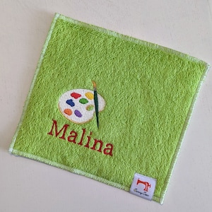 Mallappen/ Pinseltuch apfelgrün - mit Wunschname