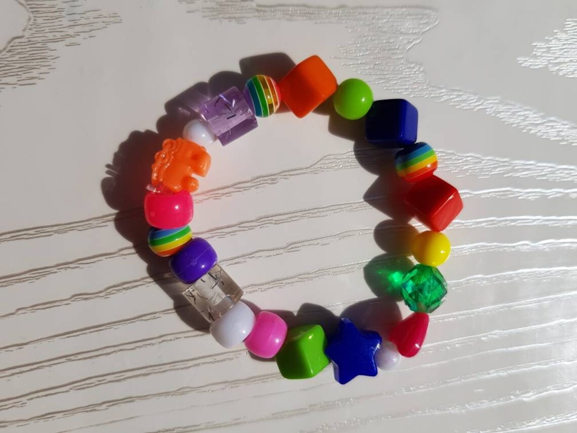Kidcore bright Y2k bead bracelets Etsy