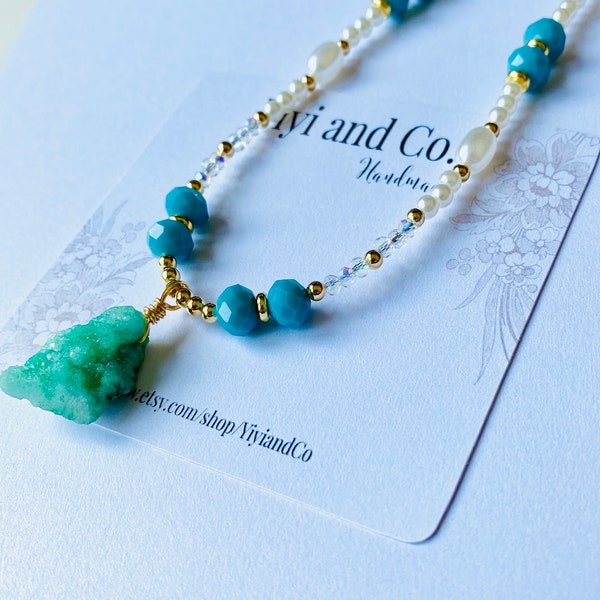 Precious turquoise pendant necklaces, stone pendant necklaces, summer necklaces, beach necklace, elegant summer necklace, summer accessories
