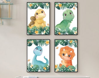 Poster Dinos Set of 4 or individually | Children's room | Children's pictures | Children's posters