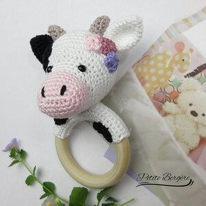 Handmade Crochet Newborn Cow & Rattle Gift Set (2pc) – Baby Shower Gift main image 0