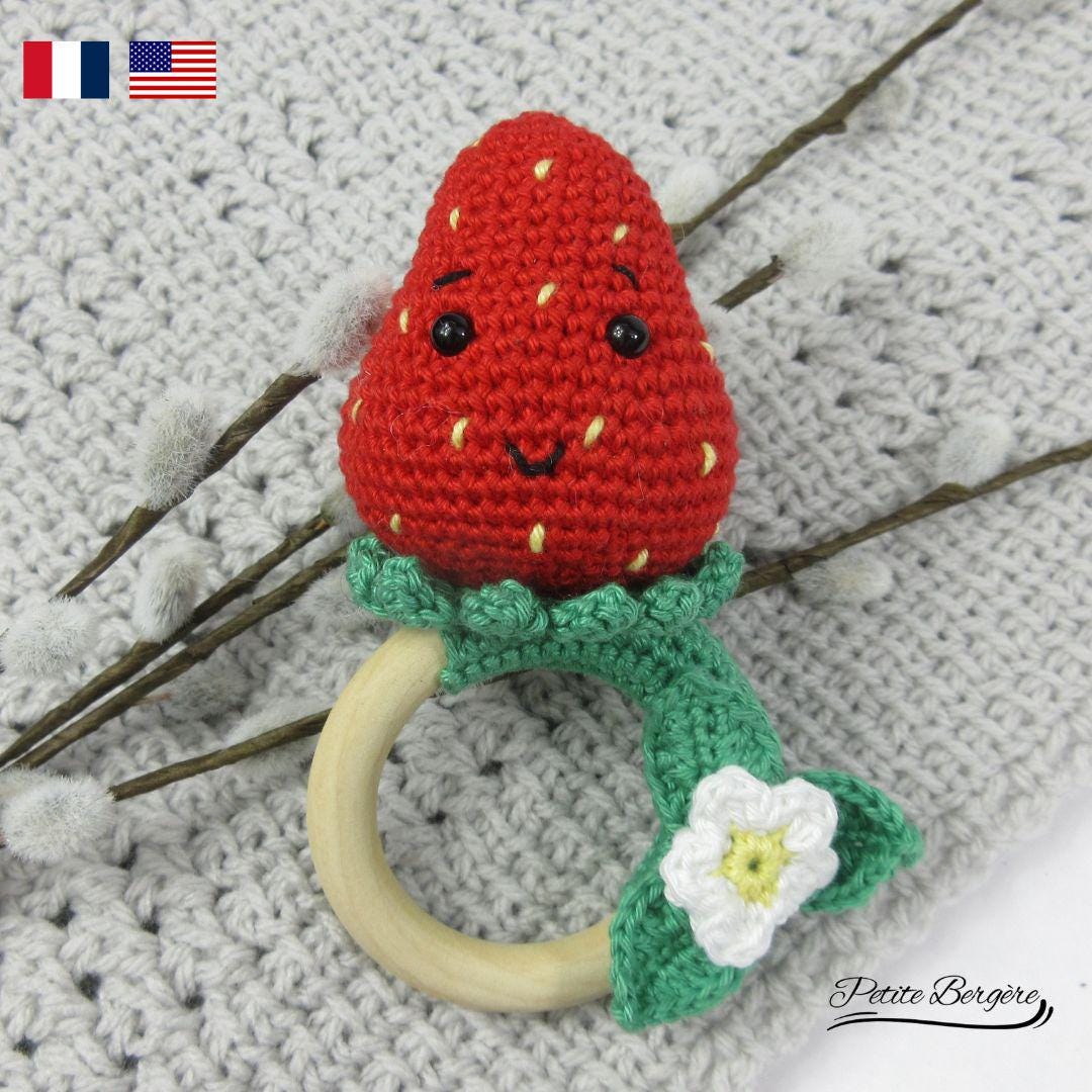 Crochet Strawberry Rattle Pattern, French/english Pdf Pattern ...