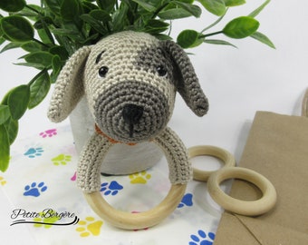 Häkelanleitung für eine Welpenrassel, französisch/englische PDF-Anleitung, Amigurumi-Hund in 3 Farben, Geschenk zur Babyparty, kleine Hunderassel