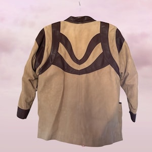 Vintage 60s 70s Tan Suede & Leather Jacket | Western Chevron Detail | Size M