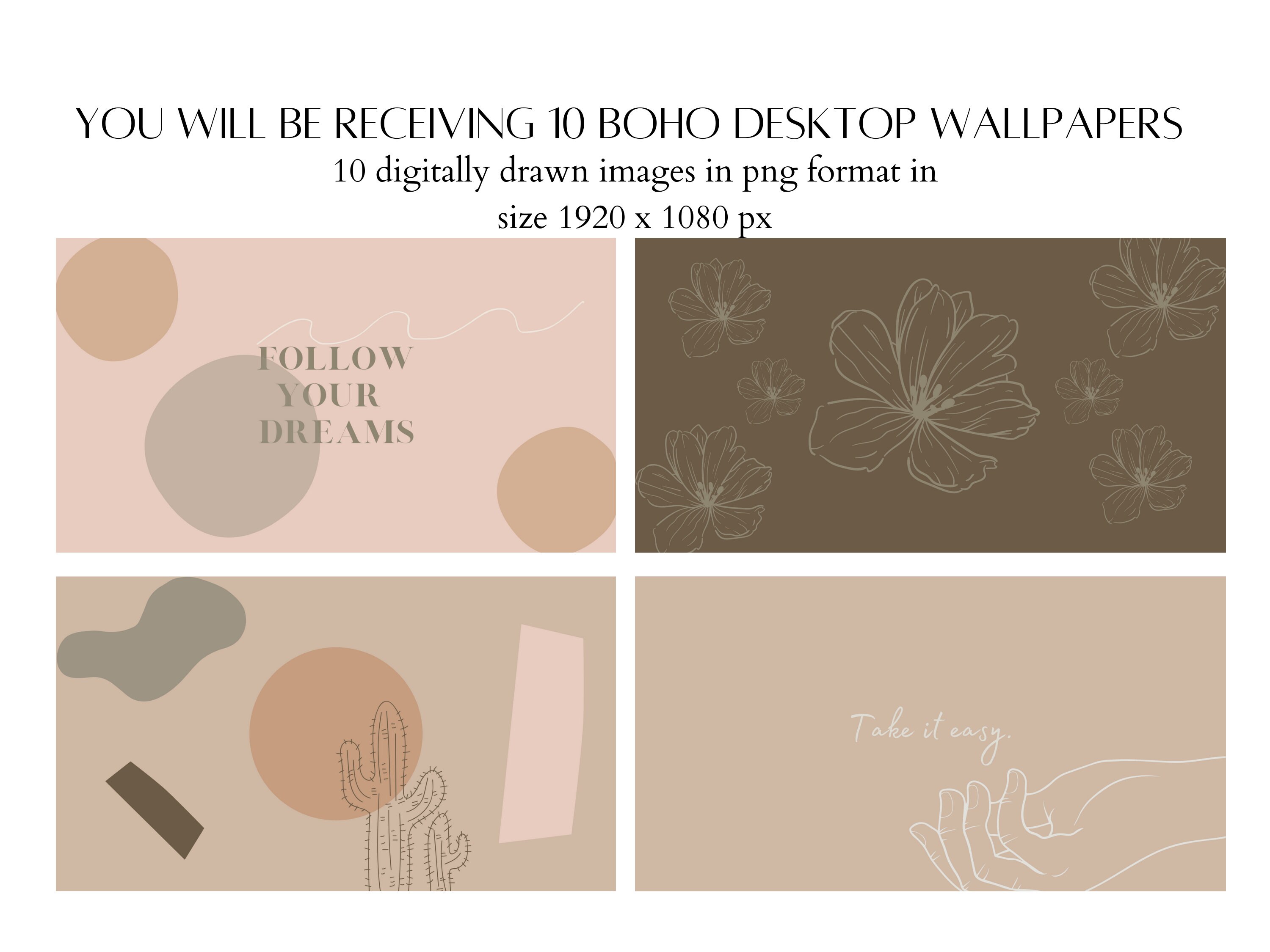 Boho Desktop Wallpaper Laptop Wallpaper Neutral Boho Etsy México