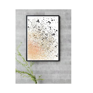Modern Wall art -Paint print -Splatter Wall Art - Minimal Wall Art -Printable Wall Art -Black, white, orange