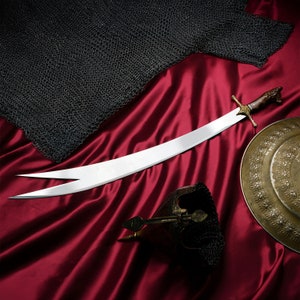 Wolf Head Hand Forged Sword of Zulfikar, Yatagan Sword, Gifts For Him, Stainless Steel Sword, Sword with Box, Engraved Sword