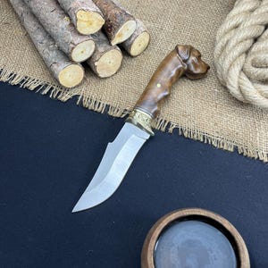 Handmade Hunting Knife, Wolf Head Hunting Knive, Bushcraft Knife, Messer, Camping Knife, Bowie Knife, Survival Gear, Camping Gear