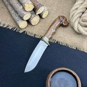 Handmade Hunting Knife, Wolf Head Hunting Knive, Bushcraft Knife, Messer, Camping Knife, Bowie Knife, Survival Gear, Camping Gear
