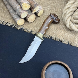 Handmade Hunting Knife, Dog Head Hunting Knive, Bushcraft Knife, Messer, Camping Knife, Bowie Knife, Survival Gear, Camping Gear