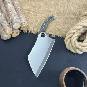 Chef Knife, Cleaver Knife , Bushcraft Hand Forged Boning Knife , Multipurpose Chef Knives for Home, Camping, Outdoors, BBQ