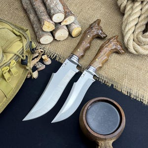 Handmade Hunting Knife, Wolf Head Hunting Knive, Bushcraft Knife, Messer, Camping Knife, Bowie Knife, Survival Gear, Camping Gear
