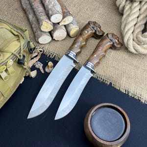 Handmade Hunting Knife, Dog Head Hunting Knive, Bushcraft Knife, Messer, Camping Knife, Bowie Knife, Survival Gear, Camping Gear