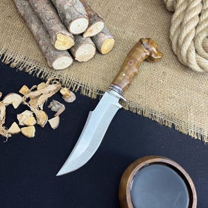 Handmade Hunting Knife, Dog Head Hunting Knive, Bushcraft Knife, Messer, Camping Knife, Bowie Knife, Survival Gear, Camping Gear