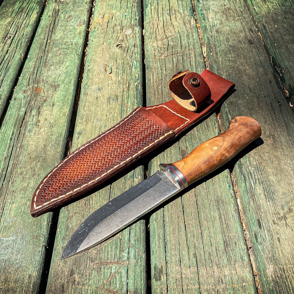 Custom Bushcraft Knife with Seath, Camp Knive, Hand Forged Knive, Father's Day Gift, Survival, Camping Gear, Engraved Knife, Survival Gear
