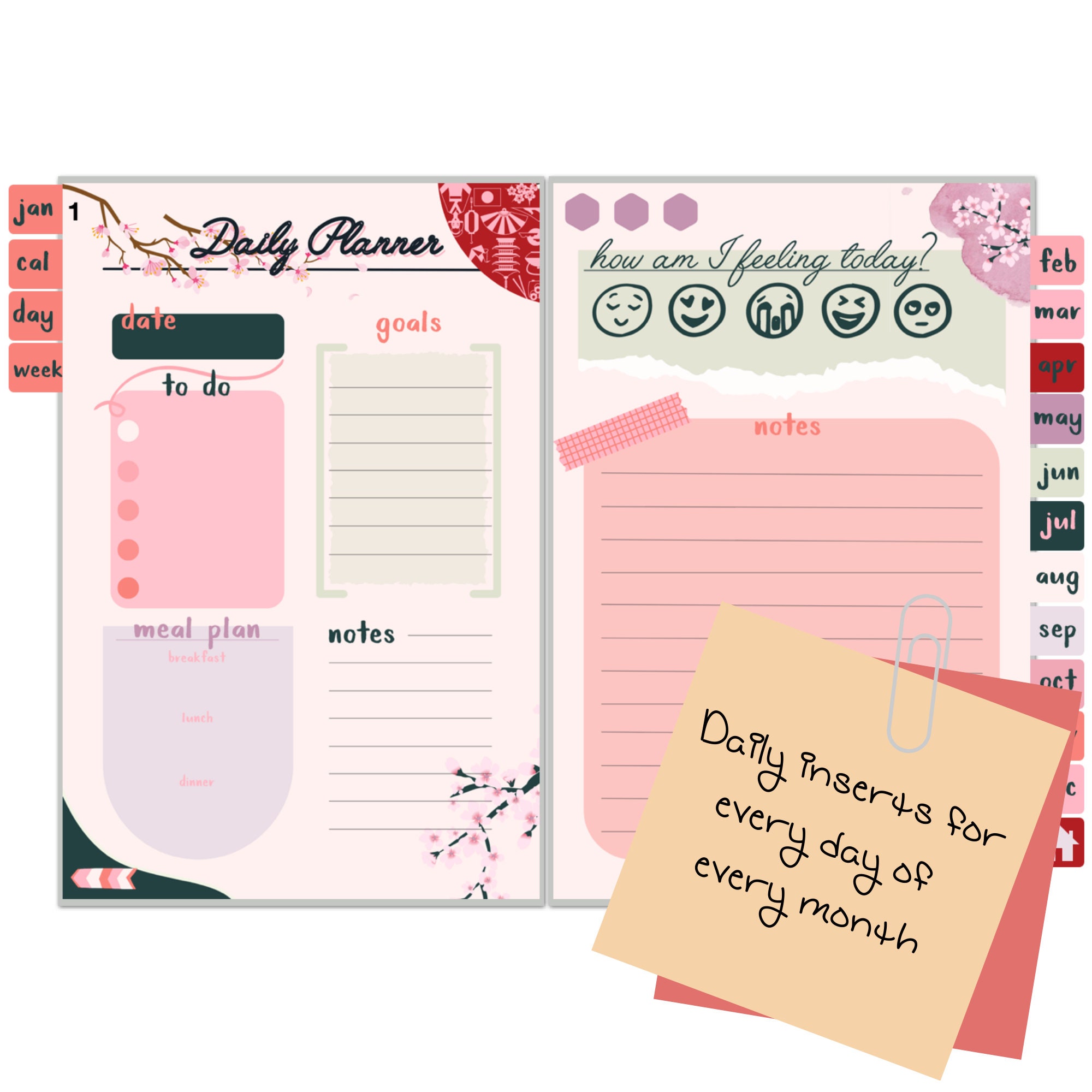 Cherry Blossom Digital Planner | Undated Planner | Daily Weekly Monthly ...