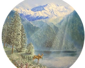 Jean Sias Yellowstone Winter Peace Collectible Plate – 1991 Fine China (8.25")