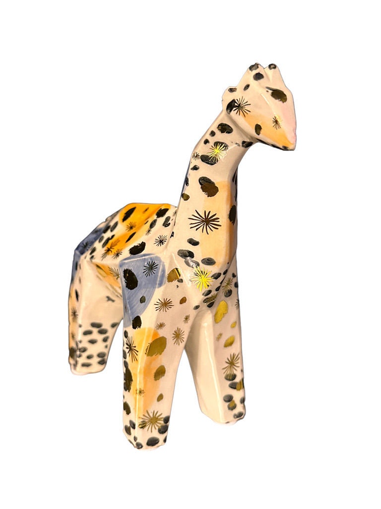 Vintage Pier One Porcelain Giraffe Figurine Abstract Cubist Geometric