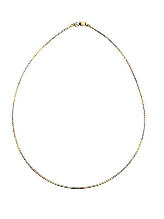 18K Gold 3-Tone Choker Necklace | Vintage 750 Hallmark | Yellow, Rose & White Gold | 16" | 7.9g View 4
