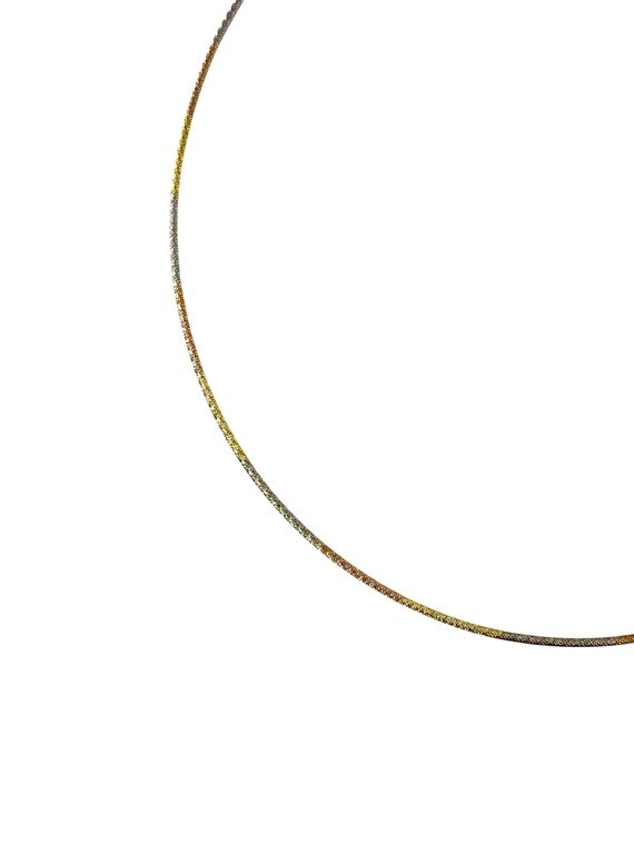 18K Gold 3-Tone Choker Necklace | Vintage 750 Hallmark | Yellow, Rose & White Gold | 16" | 7.9g View 5