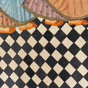 Lord Vishnu in Garden, Original Indian Miniature Art , 35" x 45"-EZ Jewelry and Decor