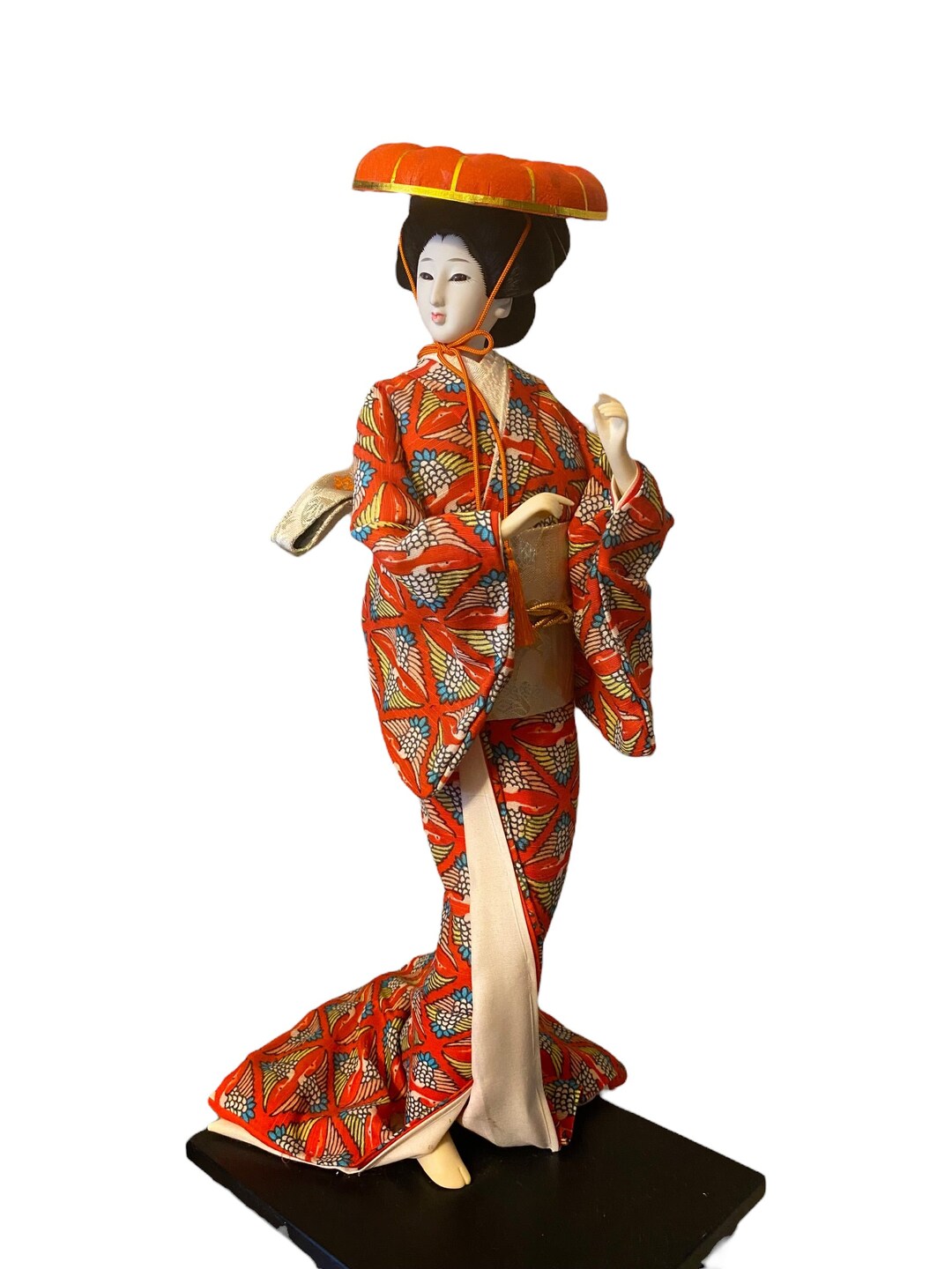 Vintage Geisha Doll japanese Lady Doll 18 on Wooden Base. Etsy