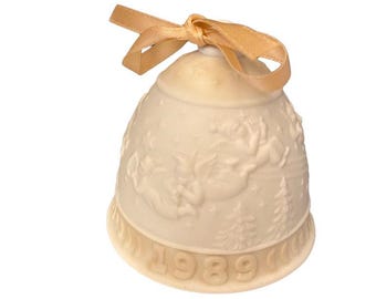 Vintage Lladro 1989 Porcelain Christmas Bell In Original Box, Rare, 2.95”