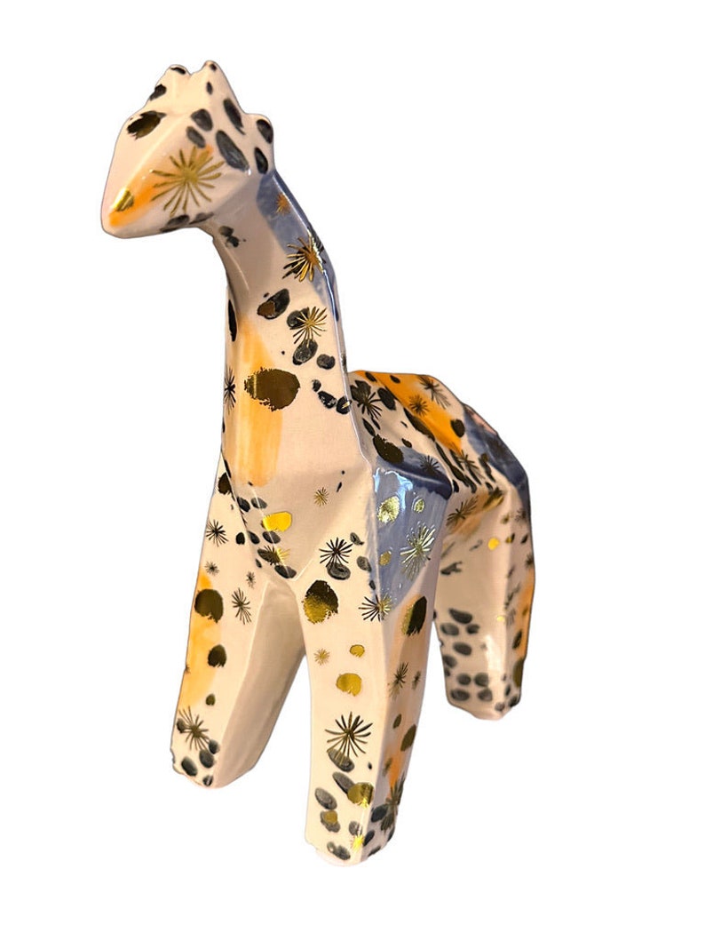 Vintage Pier One Porcelain Giraffe Figurine Abstract Cubist Geometric