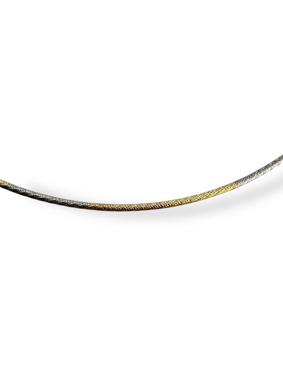 18K Gold 3-Tone Choker Necklace | Vintage 750 Hallmark | Yellow, Rose & White Gold | 16" | 7.9g View 6
