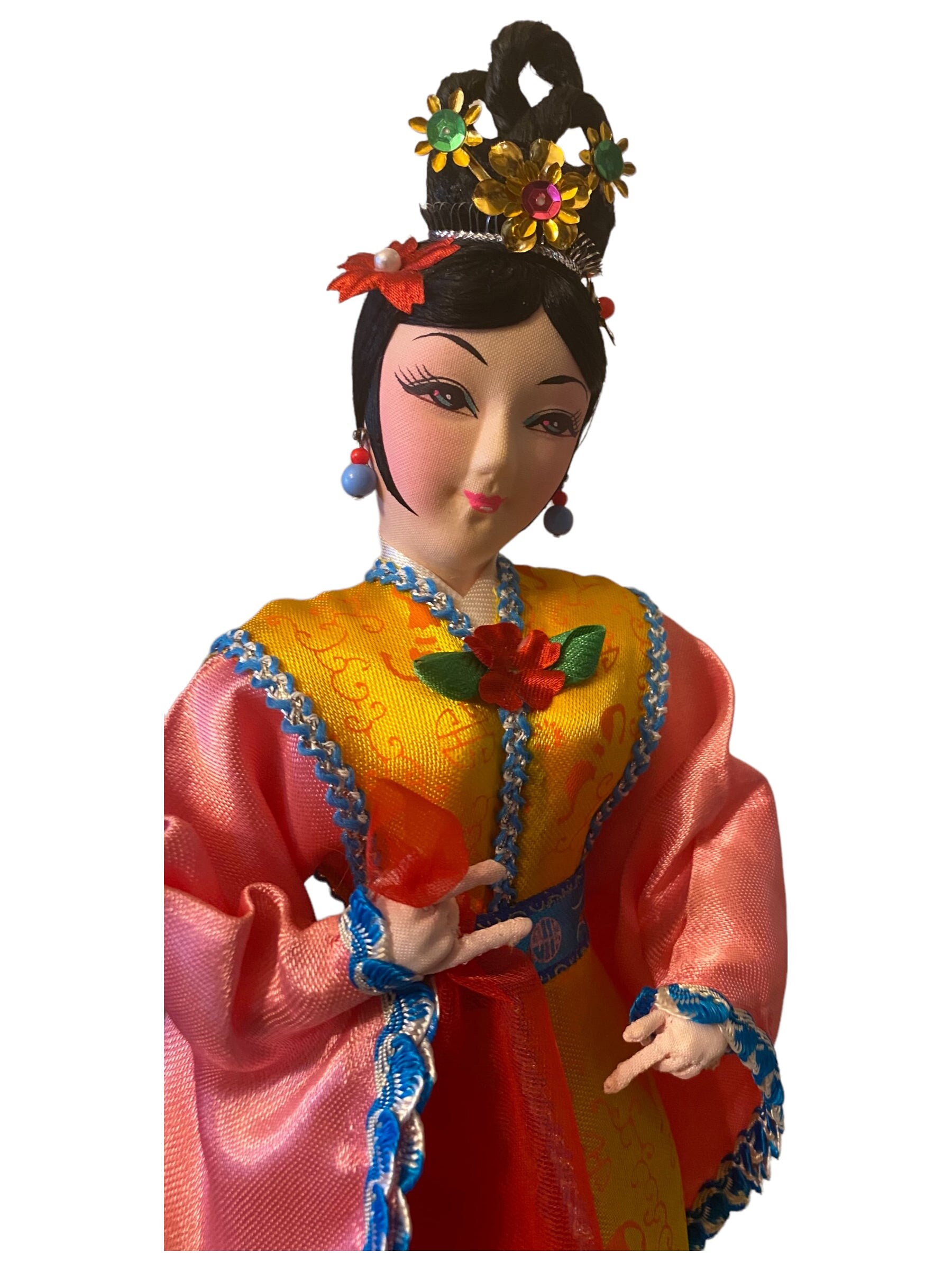 Vintage Geisha Doll , in Traditional Kimono, Detailed, Taiwan Lady in