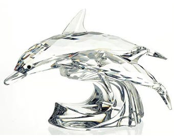 Swarovski Crystal Collection Two Dolphins, Vintage Swarovski Crystal Dolphins, Lot Of 2.3” X 5”