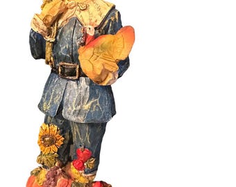 Figura vintage de época de cosecha, figura de madera tallada. 11” T