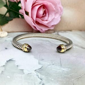DAVID YURMAN Tourmaline & Diamond Cuff Bracelet in 18K Gold  and Sterling Silver.